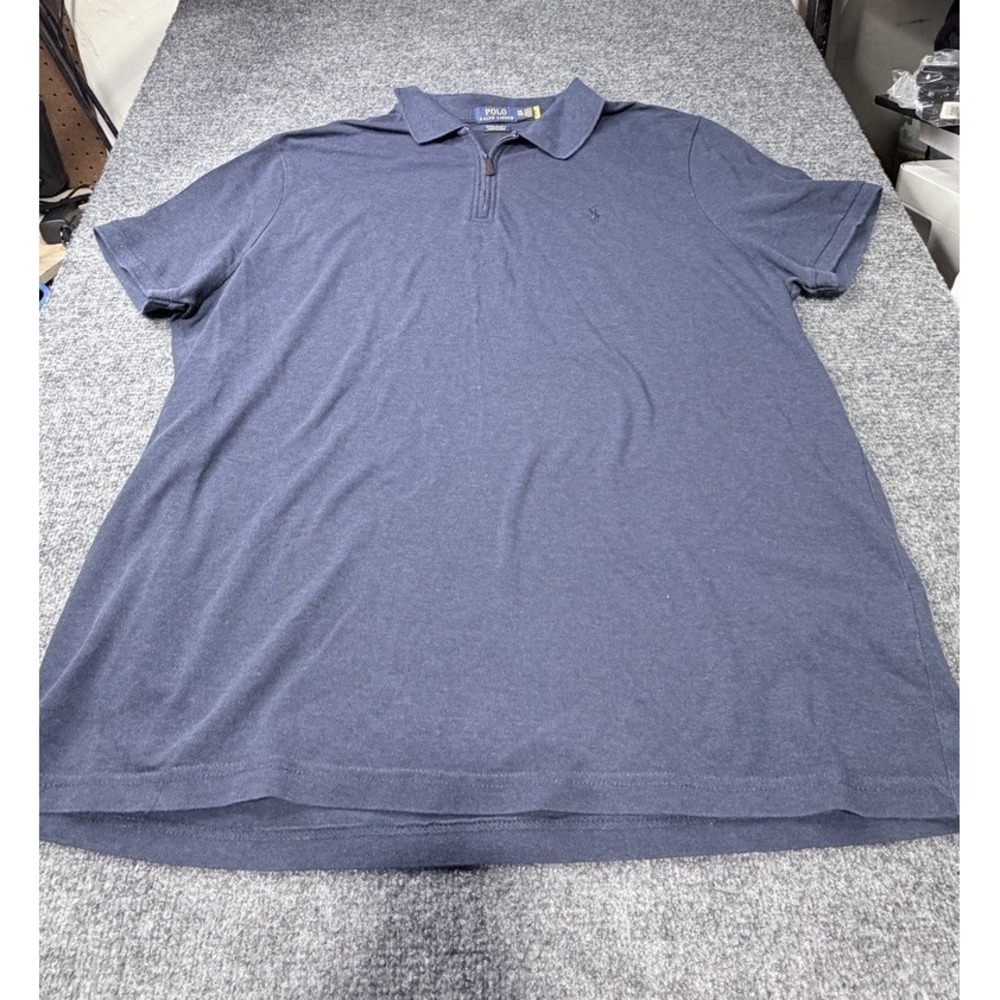 Polo Ralph Lauren Quarter-Zip Polo Mens XXL Grey Custom Slim Stretch Mesh